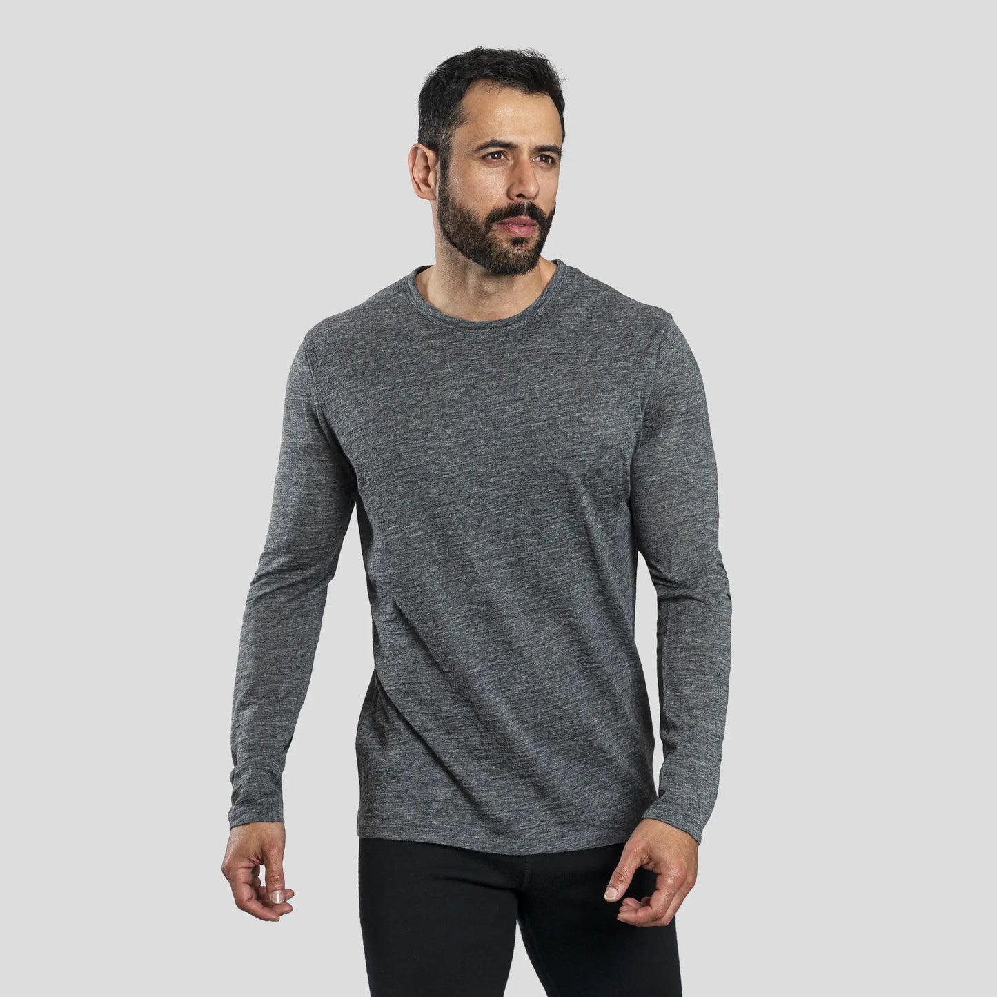 Men's Alpaca Wool Long Sleeve Base Layer: 110 Ultralight color Gray