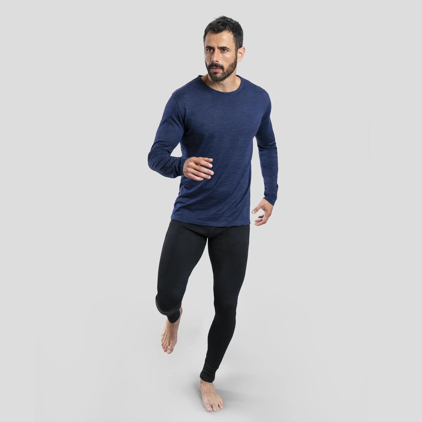 Men's Alpaca Wool Long Sleeve Base Layer: 110 Ultralight color Navy Blue