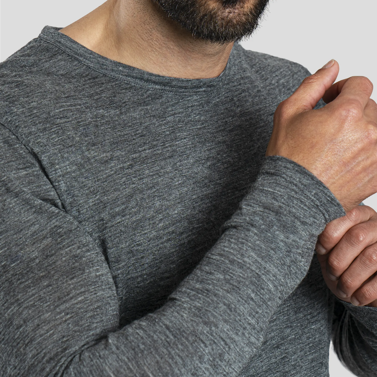 Men's Alpaca Wool Long Sleeve Base Layer: 110 Ultralight color Gray