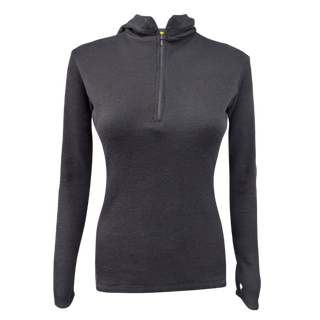 Women's black alpaca half zip hoodie