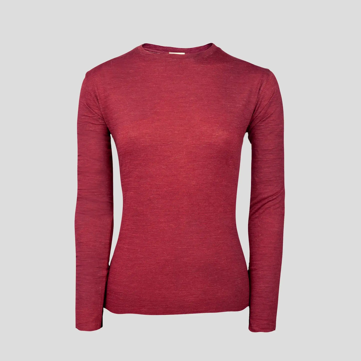 Women's Alpaca Wool Long Sleeve Base Layer: 160 Ultralight color Natural Red