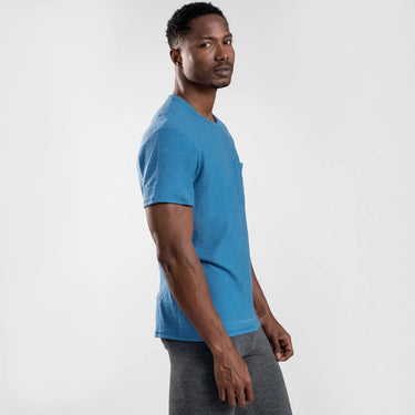 mens eco friendly crew pocket color baby blue