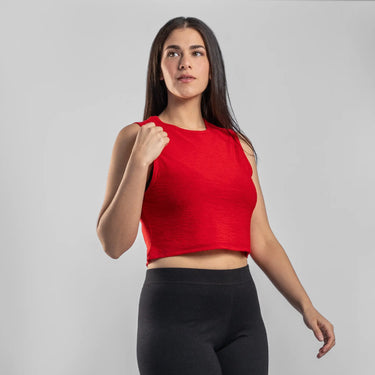 womens natural dye crop tank ultralight color red