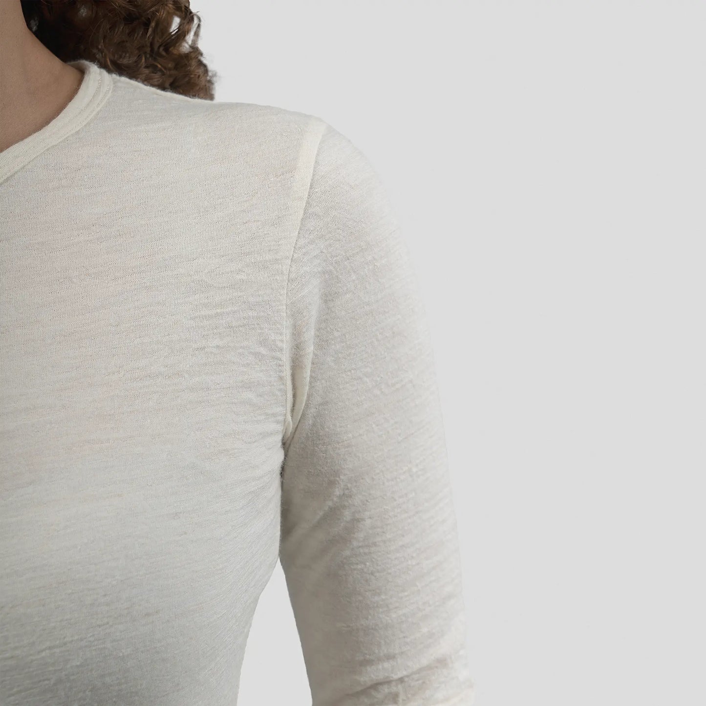Women's Alpaca Wool Long Sleeve Base Layer: 160 Ultralight color Natural White