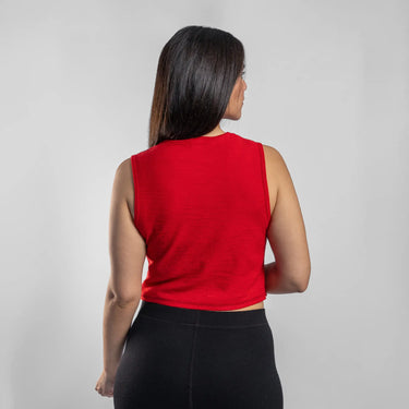 womens organic crop tank ultralight color red