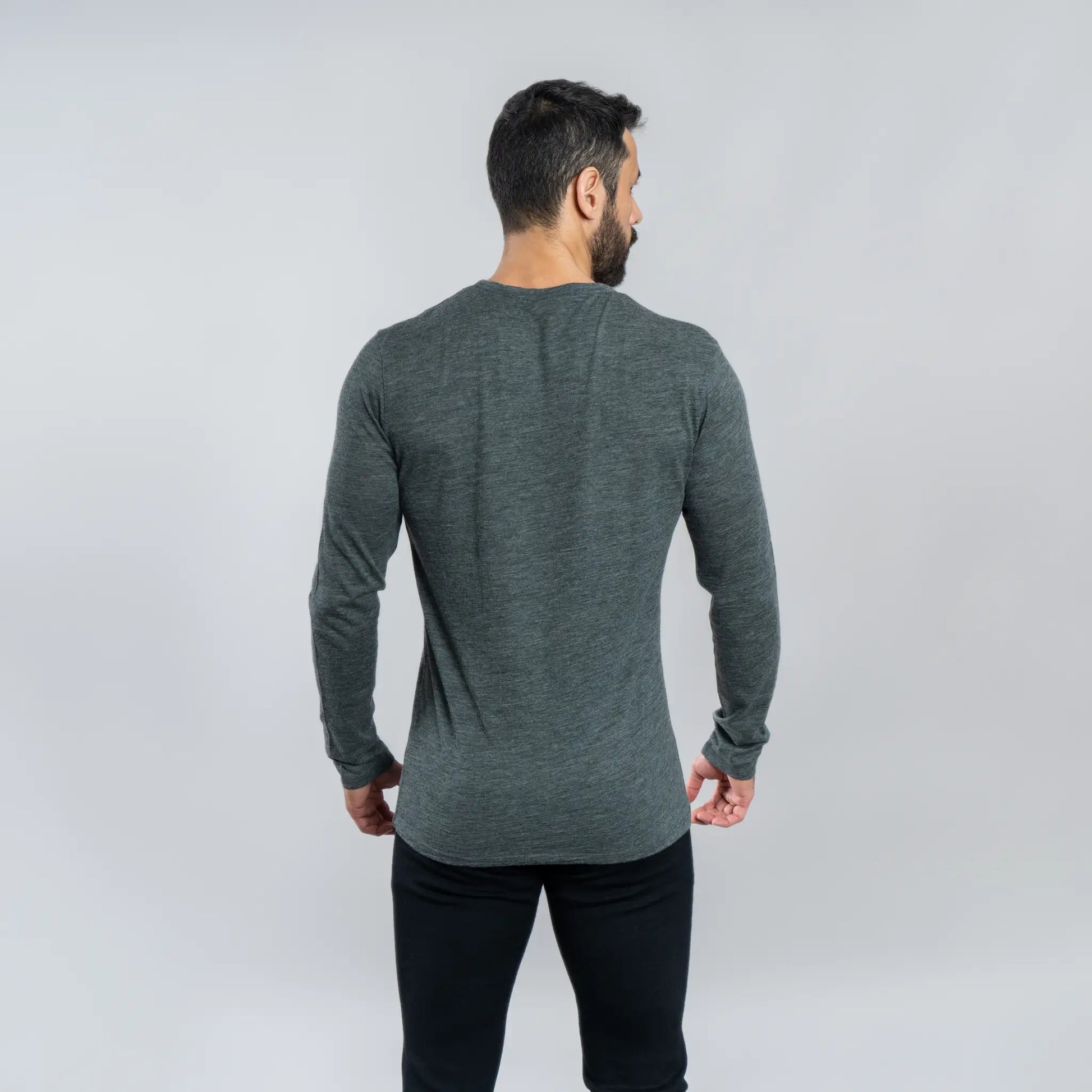 Men's Alpaca Wool Long Sleeve Base Layer: 160 Ultralight color gray